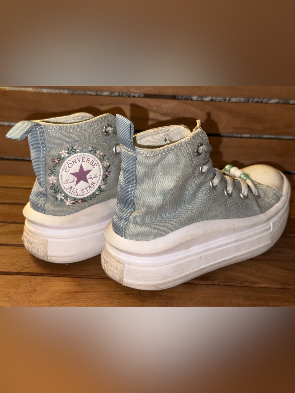 Converse Kids High-Top Sneakers in Light Blue with White Platform